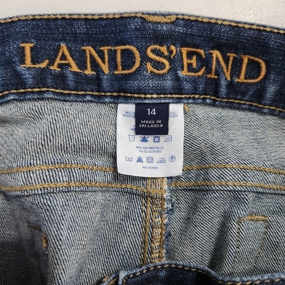 Lands End Dark Wash Mid Rise Bootcut Jeans-Size 14 - Picture 8 of 10